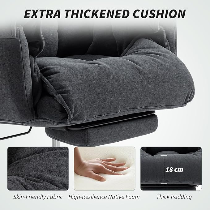 HOMCOM Executive Office Chair Comfy with Foot Rest, Reclining Swivel Computer Desk Chair with High Folding Back, Thick Cushion, Padded Armrest, Adjustable Height, Rolling Wheels, Dark Gray