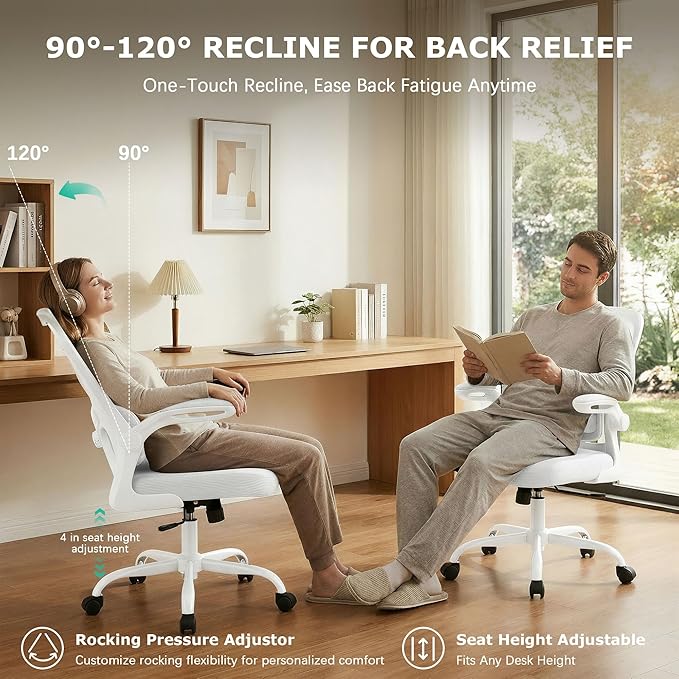 AreShark Office Chair Ergonomic Desk Chairs with Adjustable Lumbar Support, High Back Breathable Mesh Chair with Wheels& Flip-up Armrests,Rolling Swivel Comfy Task Computer Chair for Home Work Gaming