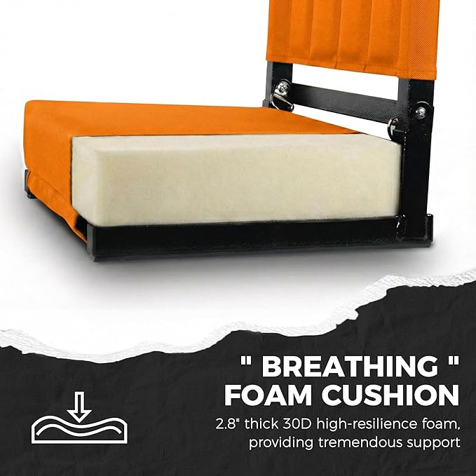 SPORT BEATS Stadium Seats with Back Support Bleacher Chairs with Back and Cushion Thick Padded Bleacher Seats Includes Shoulder Strap