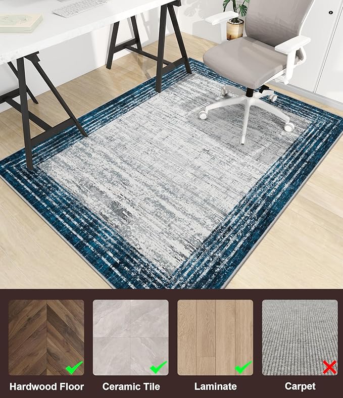 chakme Office Chair Mat for Hardwood Floor, 60"x45" Easy Glide Computer Desk Mat Protector for Rolling Chair Under Desk Rug Nonslip Backing, Machine Wash, (Square)