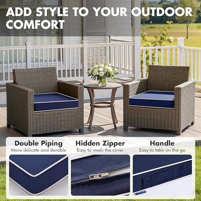 MIULEE Navy Blue 48 x 18 x 3 Outdoor Bench Cushion Waterproof Patio Chair Cushion with Adjustable Straps Set of 1 for Swing Patio Furniture 3-Year Color Fastness Garden Sofa Couch
