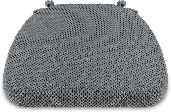 1 Pack Dark Grey Chair Cushions with Tie Removable Cover, D-Shape Dining Kitchen Chair Seat Pads Non Slip 17"x16"