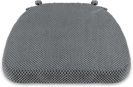 1 Pack Dark Grey Chair Cushions with Tie Removable Cover, D-Shape Dining Kitchen Chair Seat Pads Non Slip 17"x16"
