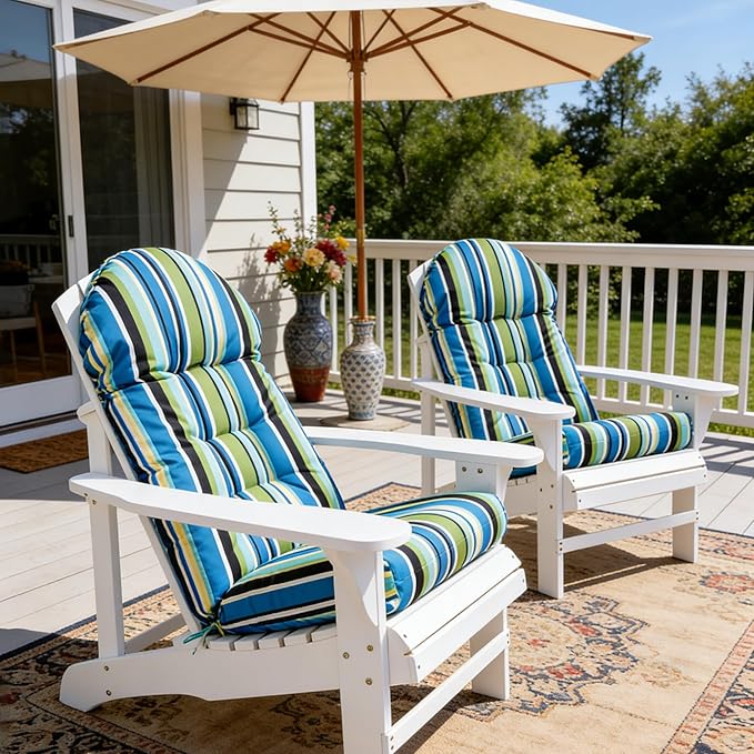 Enipate Weather Resistant Adirondack Chair Cushions High Back Indoor Outdoor Patio Tufted Thicken Lounge Cushion Seat Pads