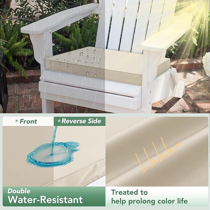 Outdoor Chair Cushions Set of 6: Waterproof & Fade Resistant Seat Cushion for Patio Furniture - 19 x 19 x 2 Inch Chair Pads with Ties and Hidden Zipper - Patio Chair Cushion Replacement, Beige