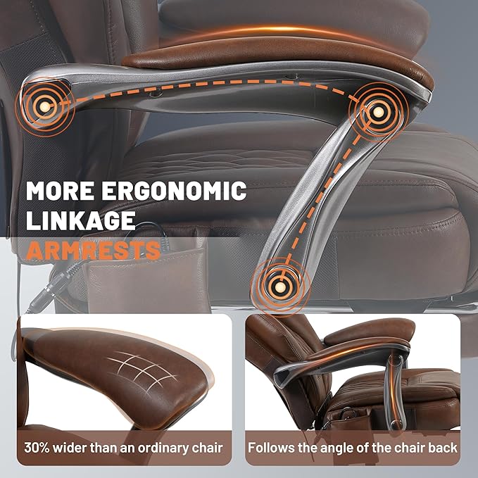Massage Office Chair with Heat & Foot Rest, 6 Points Vibration, Ergonomic Executive Reclining Desk Chair, PU Leather Padded Seat for Home Office Comfort