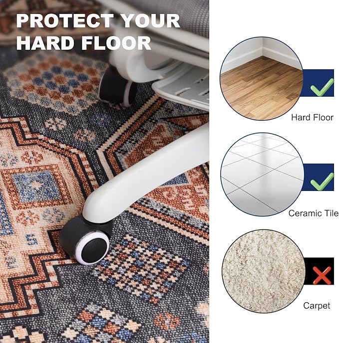 SALLOUS Chair Mat for Hard Floors, 60" x 75" Office Chair Mat for Hardwood Floor, 0.16'' Thicker Slip Resistant Floor Protector Desk Rug for Home, Floor Mat for Gaming Chairs (Vintage Red-Brown)