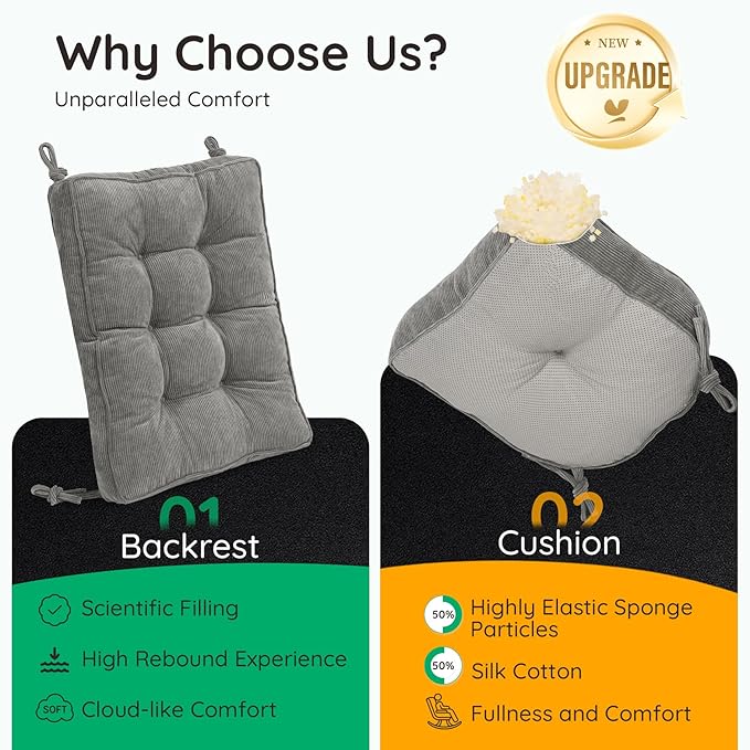 Rocking Chair Cushion - Non-Slip Thick Rocking Chair Pad Indoor with Ties High-Back Rocker Cushion Set for Porches Balconies Nurseries & Living Rooms