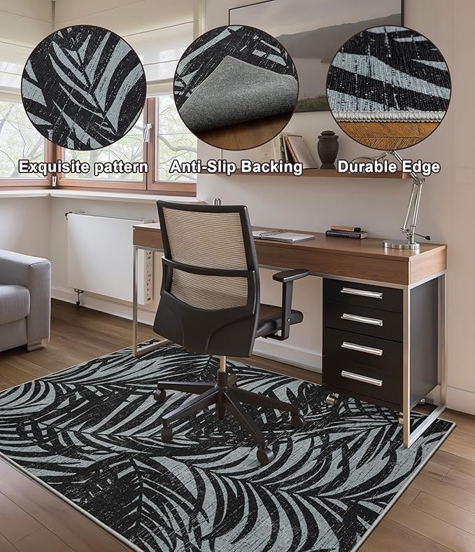 chakme Office Chair Mat for Hardwood Floor, 60"x45" Easy Glide Computer Desk Mat Protector for Rolling Chair Under Desk Rug Nonslip Backing, Machine Wash, (Leaf)