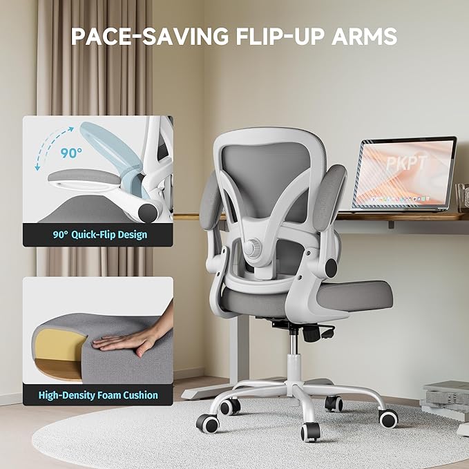 Mesh Office Chair, 330LBS Ergonomic Desk Chair with Adjustable Lumbar Support, Executive Computer Chairs for Home Office, White