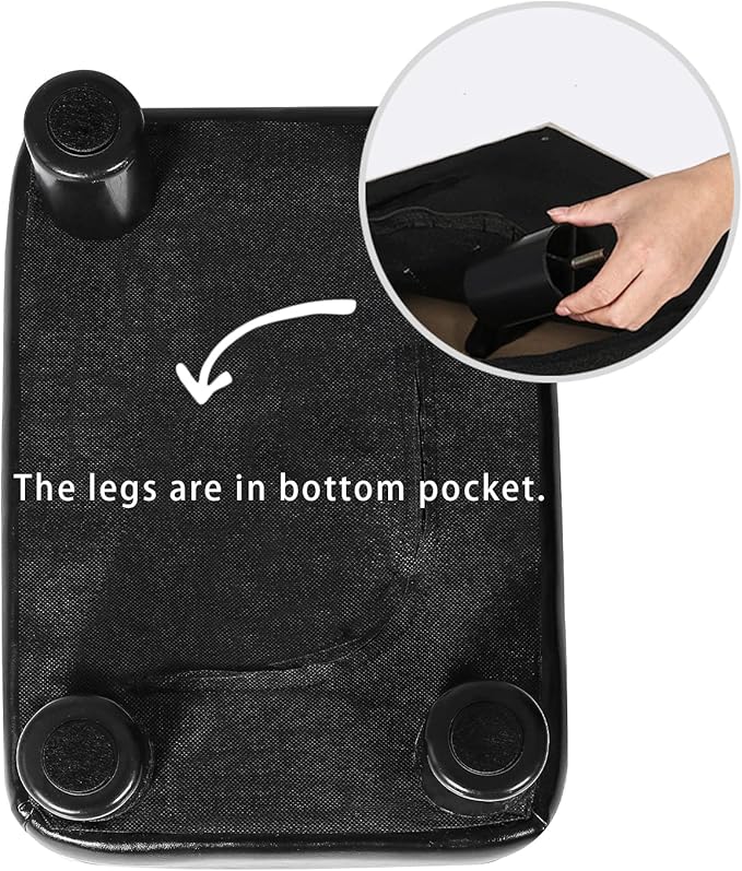 Joveco Small Footstool Ottoman Footrest Modern Rectangular Footstools for Living Room Bedroom (Black PU Leather)