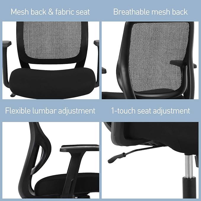 Realspace® Sensi Mesh/Fabric Low-Back Task Office Chair, Black, BIFMA Compliant