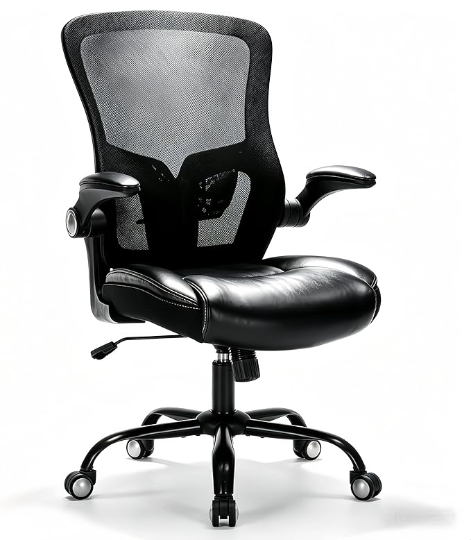 Ergonomic Office Chair, Adjustable Flip-Up Armrest Desk Chair with Lumbar Support, 360° Swivel Breathable Mesh Computer Chair, Adjustable Height Executive High Back Office Chair for Home Office