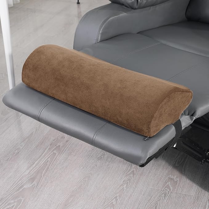 HOMBYS Cervial Neck Pillow for Recliner, Foam Headrest Cushion for Sleeping, Medium Firm Neck Support for Couch, Office Chair and Car, Non-Slip Backing and Elastic Straps, Coffee