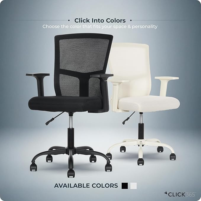 AeroCore M120 Ergonomic Mesh Office Chair, Breathable DeskChair with Lumbar Support, Cushioned Seat, Adjustable Height, Fixed Arms & Swivel, 275lbs Capacity, Black
