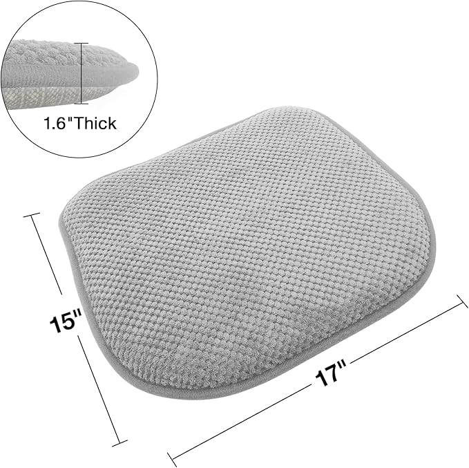 Silver Grey Foam Seat Cushions Kitchen Chairs Pads for Dining Chairs 2 Pack Non Slip Patio Seat Cushions Washable U Shaped Soft Thick Large Metal Wooden Chair Cushions,17" x 15"