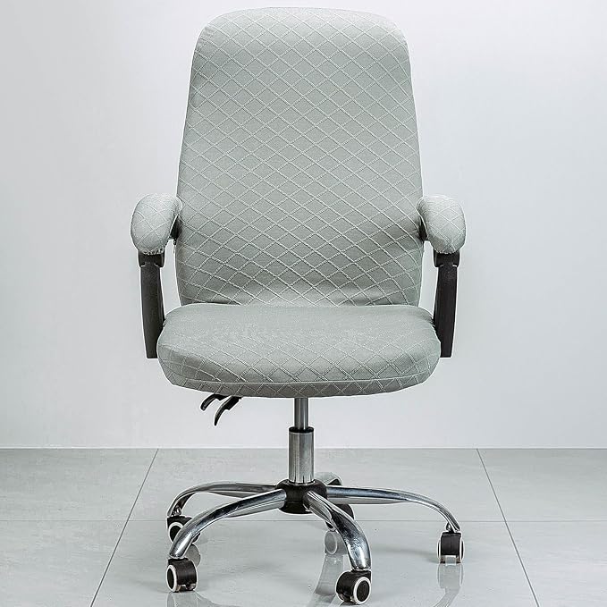 Melaluxe Office Chair Cover with Armrest Covers， Universal Stretch Desk Chair Cover, Computer Chair Slipcovers (Size: L) - Grayish Green
