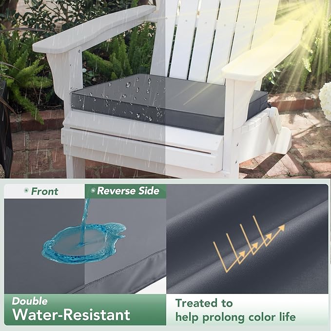 Outdoor Chair Cushions Set of 2: Waterproof & Fade Resistant Seat Cushion for Patio Furniture - 19 x 19 x 2 Inch Chair Pads with Ties and Hidden Zipper -Patio Chair Cushion Replacement, Dark Grey