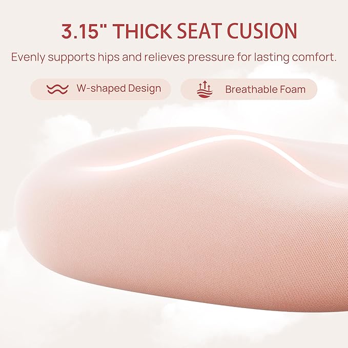 CabLady S1 Petite Ergonomic Home Desk Chair with Footrest and Headrest, High Back Fixed Lumbar Support with Detachable Pillow, Reclining Cute Office Chair for Women & Girls, 300 LBS Capacity