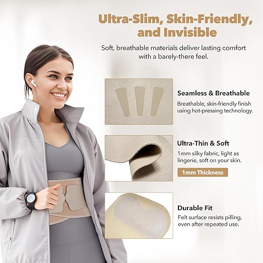Slim Fit Lower Back Brace – Ultra-Thin Ergonomic H-Shaped Resin Support, Seamless Design for Strong & Comfortable Lumbar Support, Lightweight & Discreet Back Brace (Black, Small)