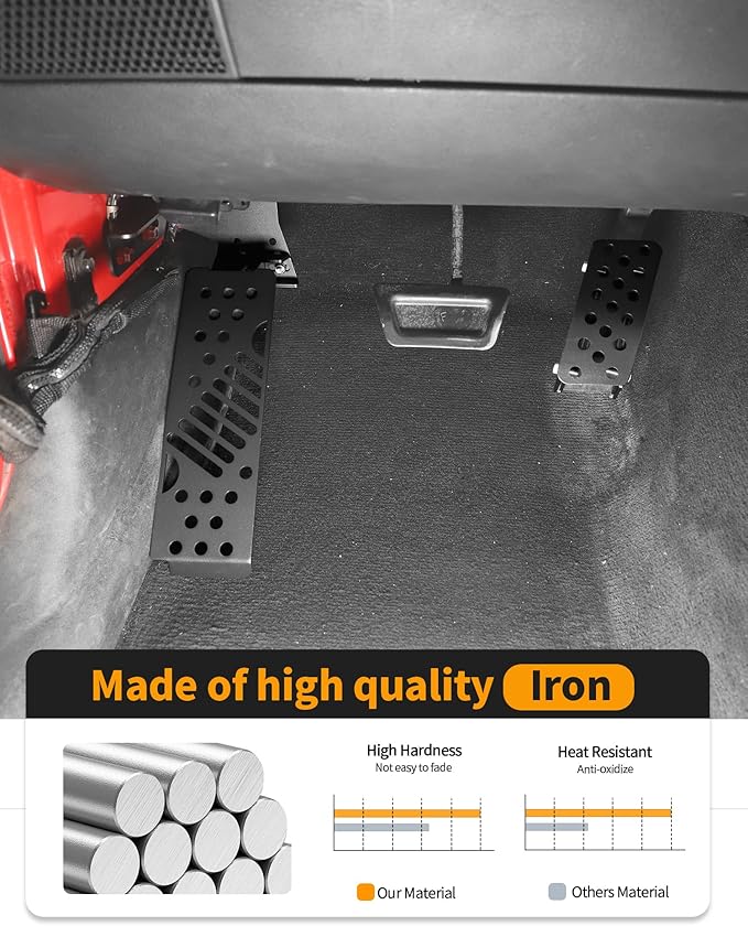 Dead Pedal & Gas Pedal Extender Cover Fits for Jeep Wrangler JK JKU 2007-2017 Left Side Foot Rest Kick Panel and Adjustable Driver Foot Rest Pad