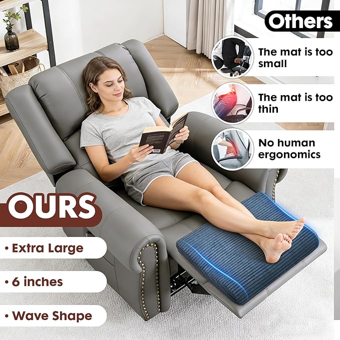 B Shape Corduroy Recliner Foot Pillow, Foam Extra Large Foot Rest Cushion with Adjustable Straps, Suitable for Bed Chair Sofa Headrest Back Lumbar Leg Support Pillow (Navy)