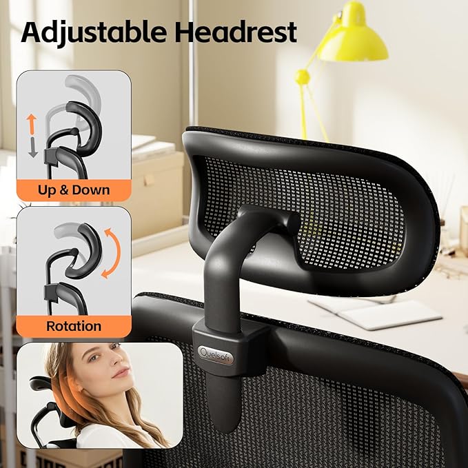 Ergonomic Office Chair, Home Office Desk Chairs, 3D Lumbar Support High Back Desk Chair, Comfortable Computer & Gaming Chair for Office & Home - Black