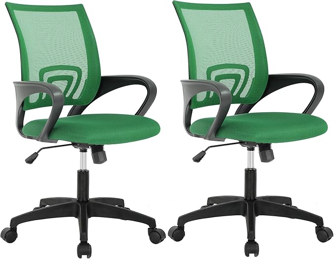 PayLessHere Home Office Chair - Adjustable Ergonomic with Lumbar Support, Armrest, Executive, High Density Mesh, 360 Degree Swivel (Pack of 2, Green)