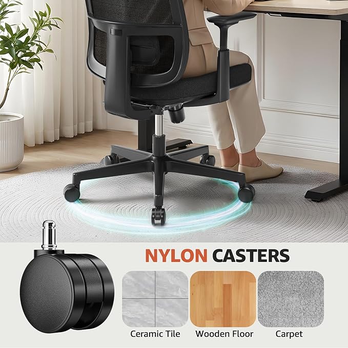 ErgoSift M1 Office Chair Ergonomic Desk Chair, Home Mesh Office Desk Chairs with Adjustable Lumbar Support, Comfortable Computer Gaming Chair, Office Chair for Long Hours (Black)