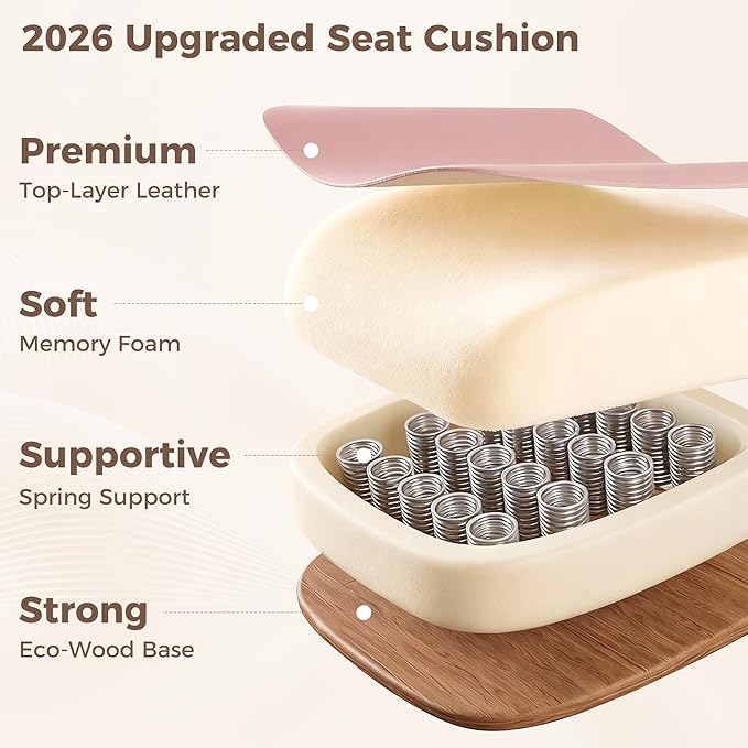 Big and Tall Office Chair, Flip Armrests for Cross Legged Sitting, Ergonomic Leather Executive Desk Chair with Foot Rest, High-Back Reclining Computer Chair for Office Home Game - Peach Pink