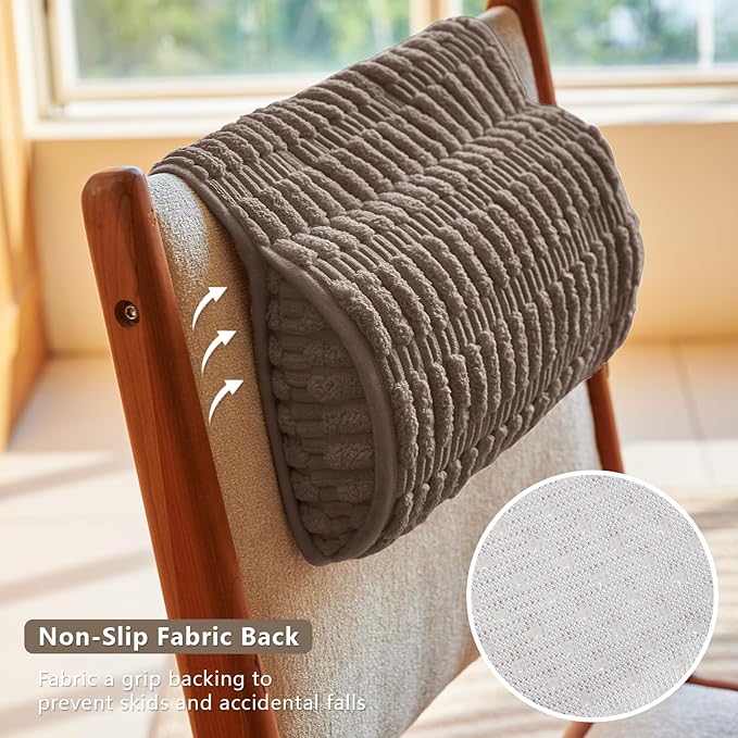 Headrest and Support Pillow,Recliner Pillow for Neck, Head, or Foot for Office or Massage Chairs, Neck Pain Relief and Cervical Support. Nonslip, Zipped Cover. (Brown, 5.5" Wx13 Lx3 H)