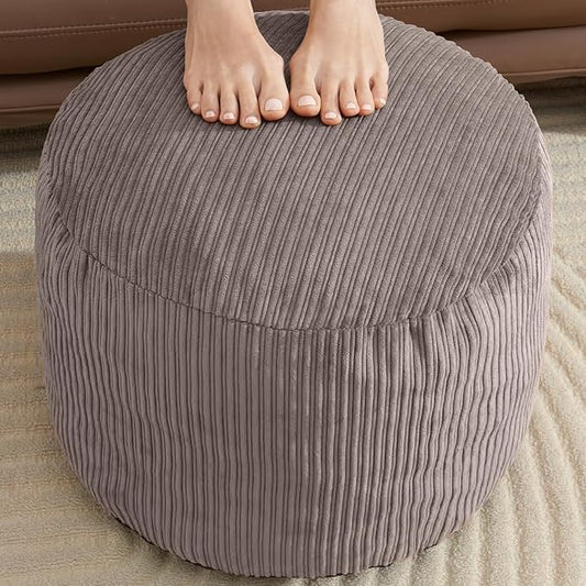 WSOFRLAC Pouf Ottoman Foot Stools with Foam Small Ottoman for Living Room Corduroy Ottomans Pouf 26x18in Foot Rest for Chair Brown Hassocks and Ottomans