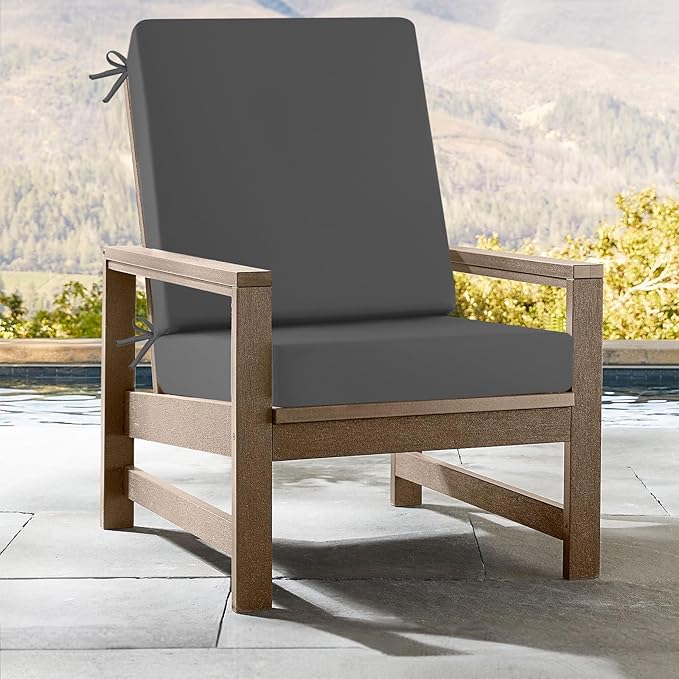 idee-home Outdoor Patio Dining Chair Cushion, High Back Density Foam Chair Cushions Seat with Removable Cover, WeatherResistant Indoor Deep