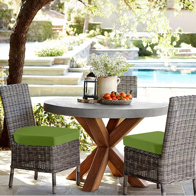 idee-home Outdoor Chair Cushions Set of 2, Thick 17" x 17" Outdoor Seat Cushions Patio Furniture Waterproof with Ties, Dining Pads