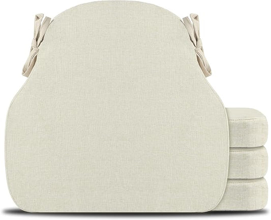4 Pack Beige Winsor Chair Cushions with Ties, Dining Kitchen Chair Seat Pads Non Slip Removable Washable Cover 17"x16"