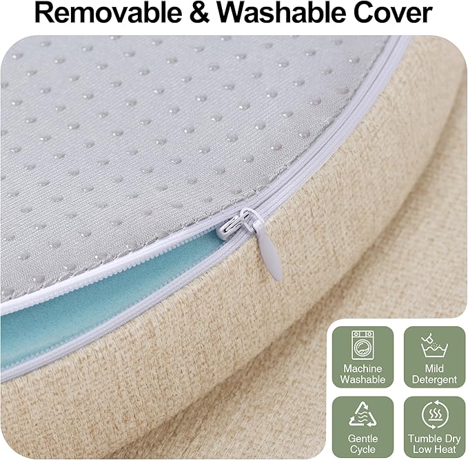 Tromlycs Round Chair Seat Cushion Pad 16 inch for Circle Stool Chairs Non Slip Decorative Foam Cushion Pillow, 1 Piece, 16 x 16 inches, White Beige
