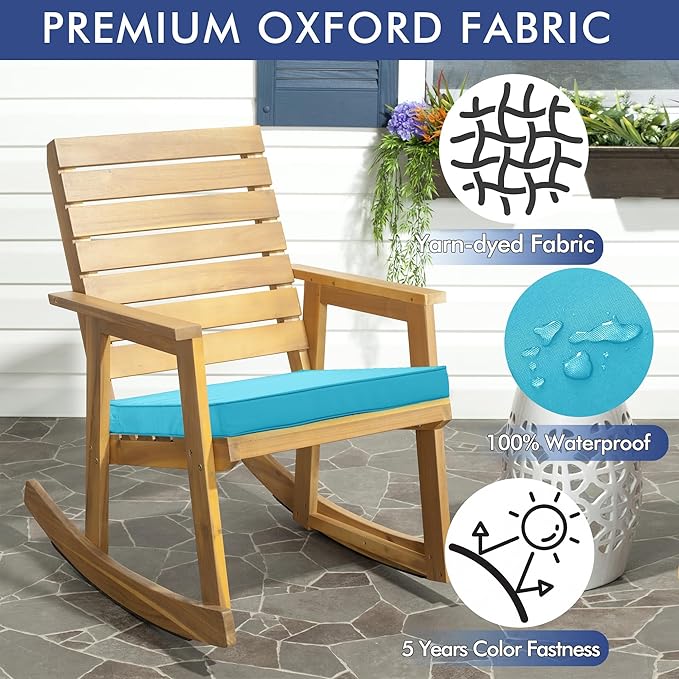 6 Pack Outdoor Chair Cushions 19 x 19 Inch Water Resistant Patio Chair Cushions with Tie 3 Year Color Fastness Thick Outdoor Seat Cushion for Garden Lawn Patio Furniture Teal
