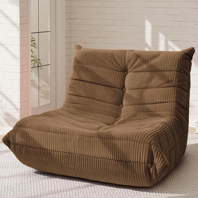 Trenda Bean Bag Chairs for Adults - Comfy High-Density Foam Fireside Chair, Adult Size, Soft Corduroy Cover Beanbag Couch, Versatile for Living Room, Bedroom, Dorm, Reading & Gaming (Brown)