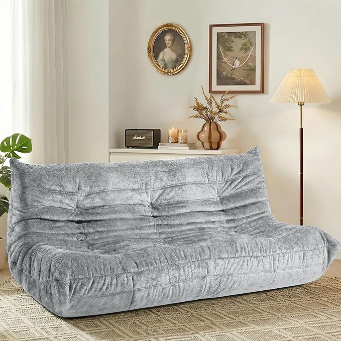 HABUTWAY Bean Bag Chair, Giant Bean Bag Chairs for Adults, 3 Seater Fireside Chair, Lazy Large Floor Bean Bag Sofa for Living Room, Bedroom, Dorm, Office (Light Grey)