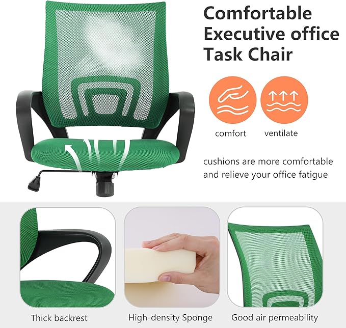 PayLessHere Home Office Chair Desk Computer Chair Adjustable Ergonomic Lumbar Support Armrest Executive with High Density Mesh 360 Degree Swivel Chair for Men Women Adults, Green