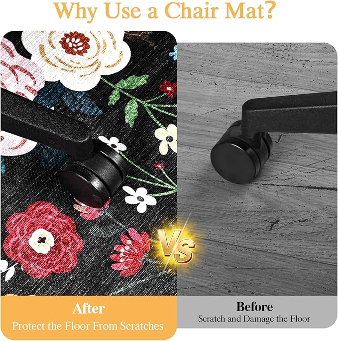 Office Chair Mat for Hardwood Floor & Tile Floor,48"X 60" Heavy Duty Desk Chair Mat for Hard Floors, Under Desk Rug for Rolling Computer Chair,Anti Slip,Low Pile Carpet Protector-Convex Colorful