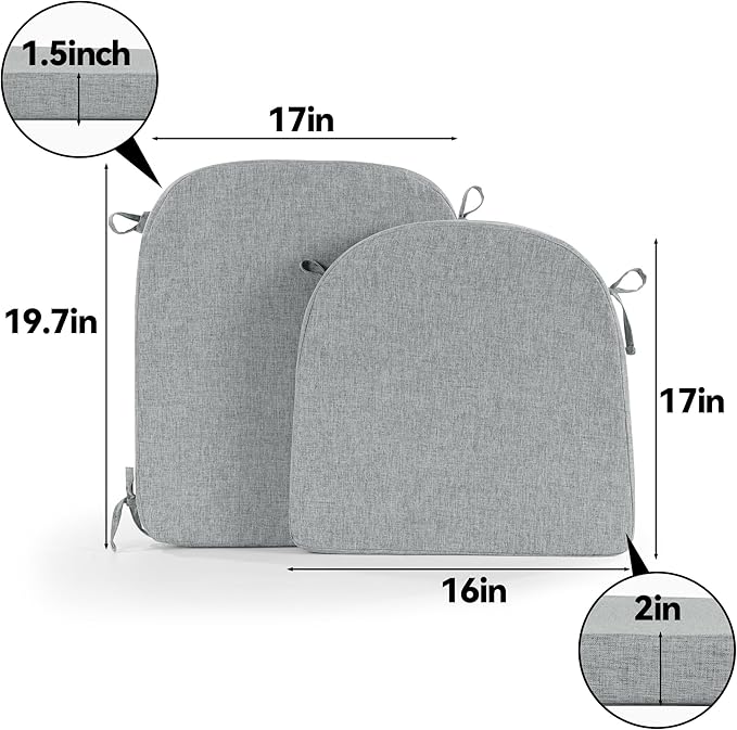 HOMBYS Kitchen Chair Back Cushion & Seat Cushion, Dining Room Chair Cushions,Seat Cushions for Kitchen Chairs,High Density Foam Seat Pad & Backrest,Chair Pads for Dinning Chair with Elastic Bands,grey