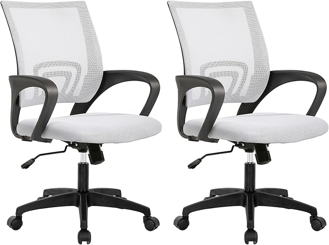 PayLessHere Home Office Desk Chair Ergonomic Computer Chair Adjustable Lumbar Support Armrest Executive with High Density Mesh 360 Degree for Men Women Adults,White