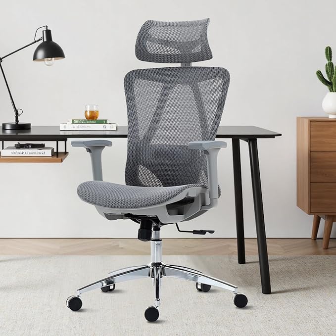 Ergonomic Mesh Office Chair, 3D Adjustable Armrests Desk Chair with 360° Swivel Silent Casters, 90°-120° Reclining Backrest Adjustable Gaming Chair for Home Office