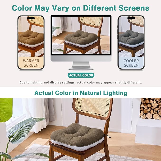 BETU Chair Cushions for Dining Chairs,3.5" Thick Kitchen Table Chair Pads with Ties,Non Slip Backing and Covers,Seat Cushion for Dining Room,Bar,Patio Chairs,20"X20"X3.5"