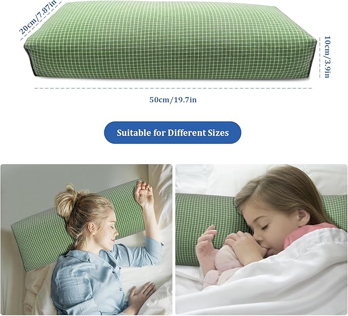 Adjustable Buckwheat Hull Pillow for Neck Pain Relief (21x8x4) Natural Cooling Cervical Support Camping Pillow for Side & Back Sleepers with Night Sweats (xiaoge Green)