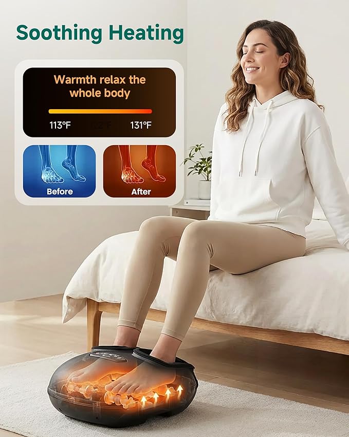 Snailax Foot Massager with Heat, Foot Massager for Neuropathy Plantar Fasciitis, Shiatsu Compression Vibration Heated Feet Massager (Remote Control), Fits Biger Size 13, Mothers DayGifts for Mom,Women