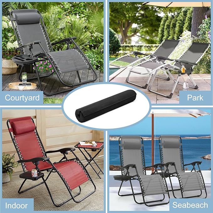 Zero Gravity Chair Foot Rest, Footrest Cushion for Anti Gravity Folding Recliner, Footrest Padding for Patio Lawn Outdoor Chair, Comfortable Foot Mat Accessories for Tall User (Black-2pcs)