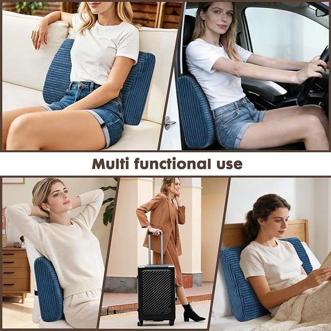 Large Lumbar Cushion Lumbar Support Pillow, Ergonomic Lumbar Pillow with Machine Washable, Help Relieve Pain of Back, Lumbar, Tailbone and Sciatic Nerve Support. (Navy)