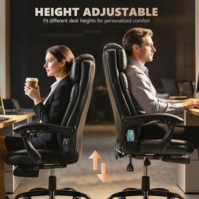 Vinsetto 7-Point Vibrating Massage Office Chair, High Back Computer Chair with Lumbar Support, Footrest, Reclining Back, Adjustable Height, Black